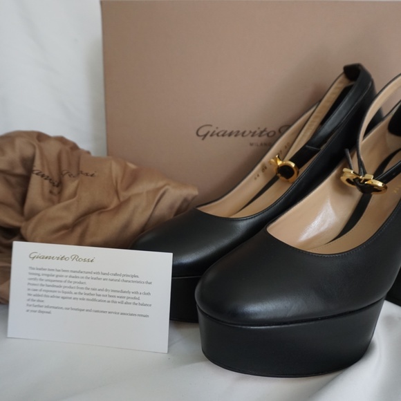 Gianvito Rossi MANILA Black Leather Platform Mary Jane Shoes Trendy!! - Picture 3 of 13